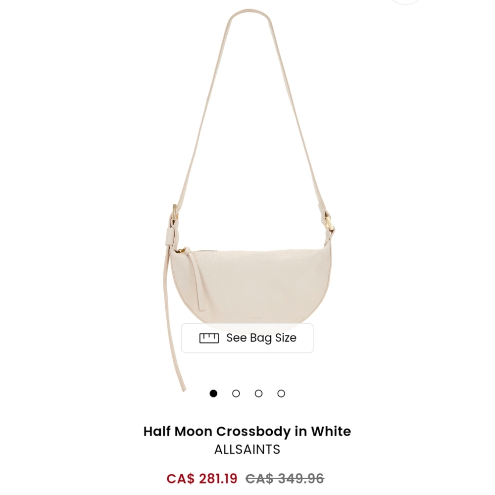 All Saints White Leather Halfmoon Crossbody